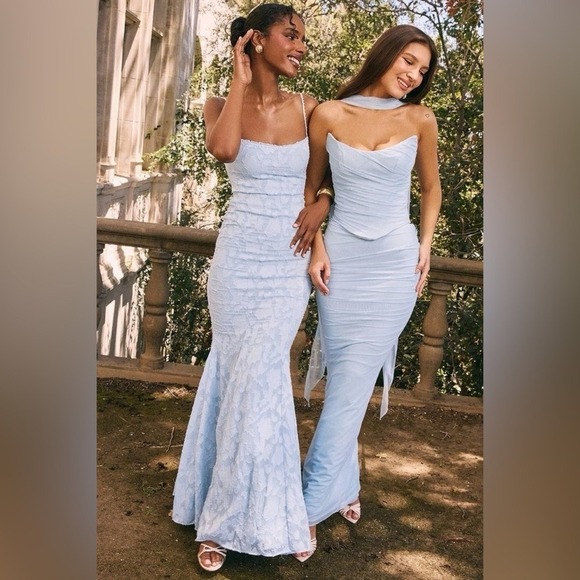 HOUSE OF CB 'Joan' Bluebell Lace Up Back Maxi Dress NWOT Size XS - Picture 13 of 16